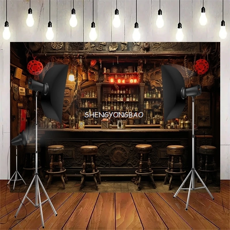 

Vintage Old Tavern Barista Coffee Shop Bar Photography Backdrop Warm Medieval Inn Fantasy Retro Photo Studio Background LJG-02