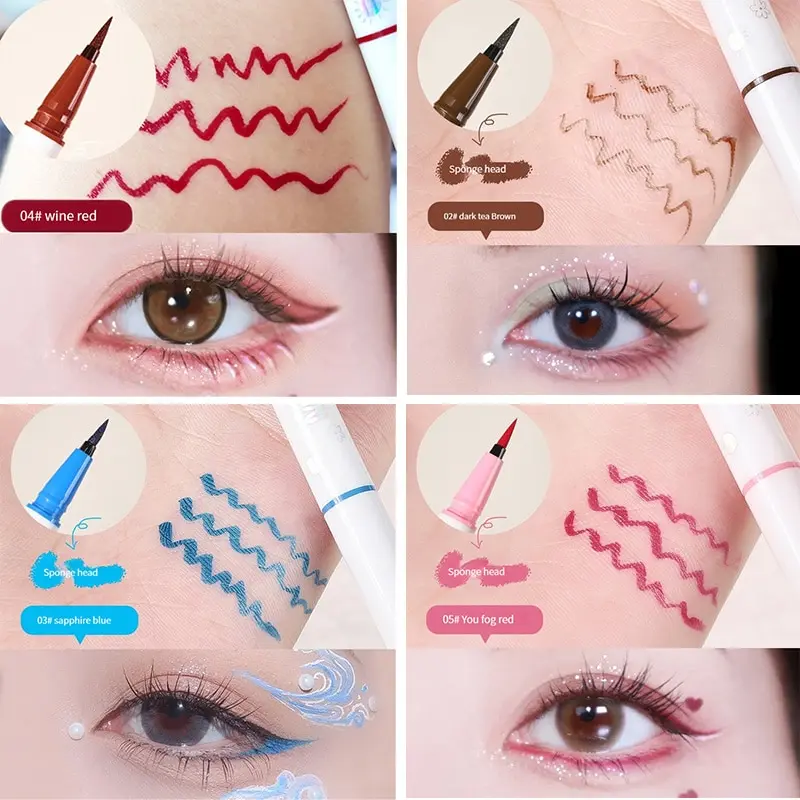 Multi-color Waterproof Non-smudge Eyeliner Glue Pen 5-piece Set Ultra-fine Sponge Head Color Eyeliner