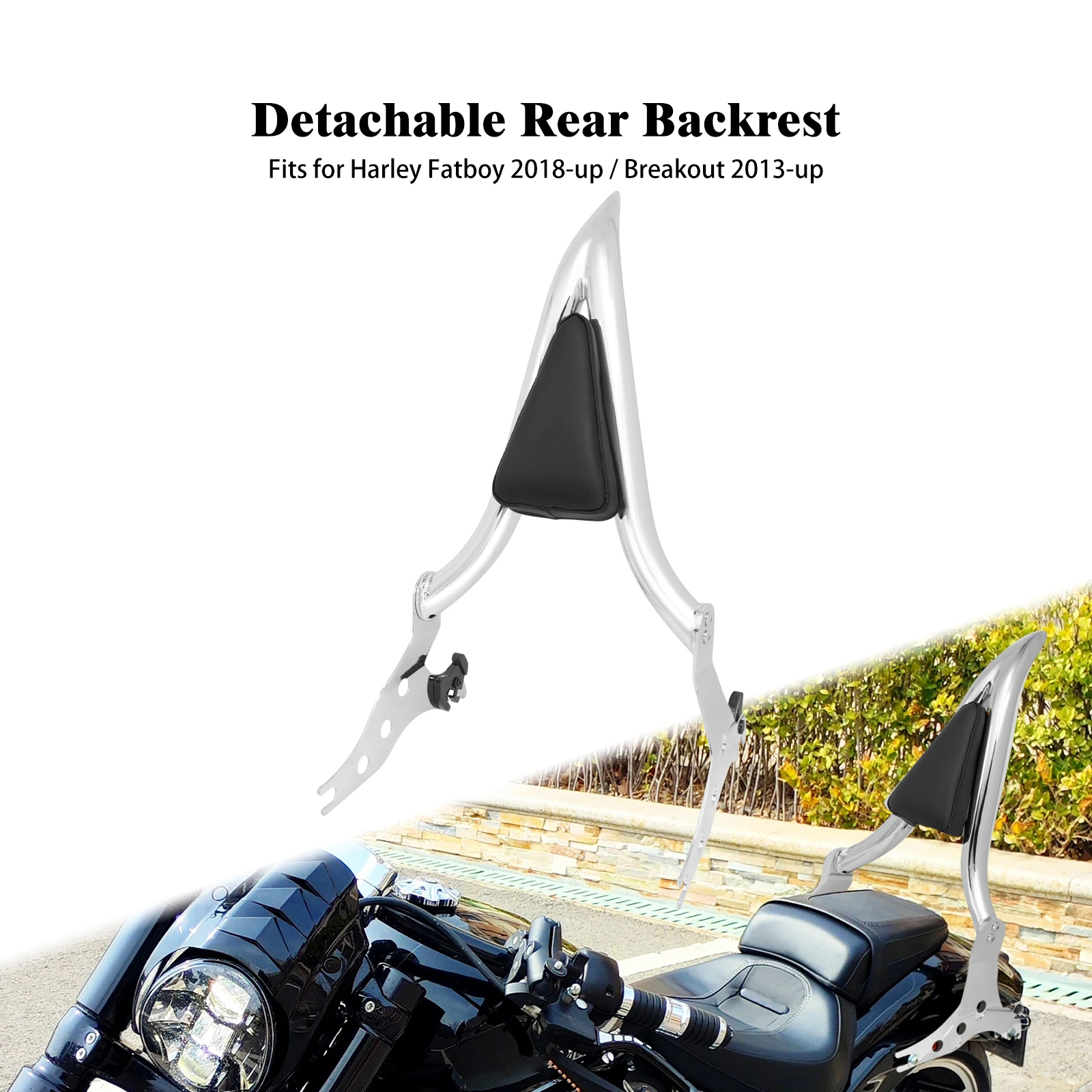 Motorcycle Sissy Bar Rear Passenger Backrest Pad Detachable For Harley Breakout FXBR FXSB 2013-2026 Fat Boy FLFB FLFBS 2018-2026