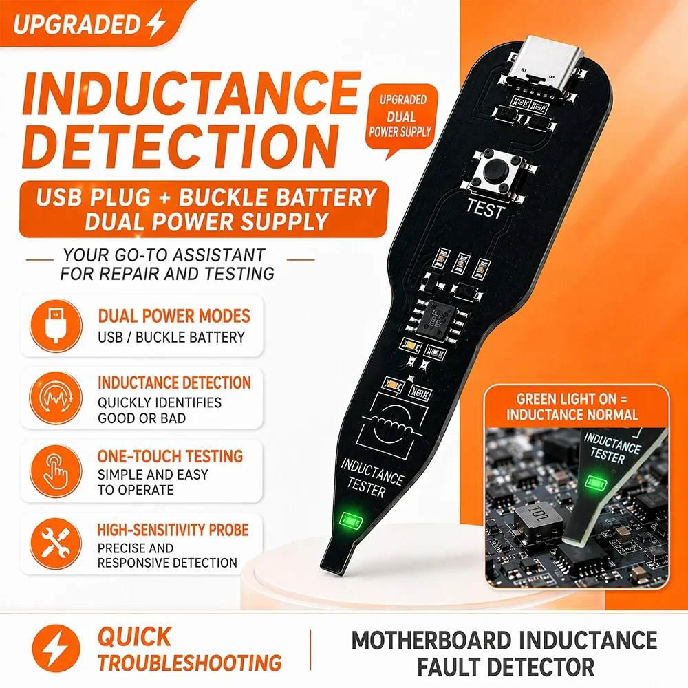 Professional Inductance Tester for Mobile Phone Repair Dual-Mode USB C and Battery Power Rapid Circuit Fault Detection Tool