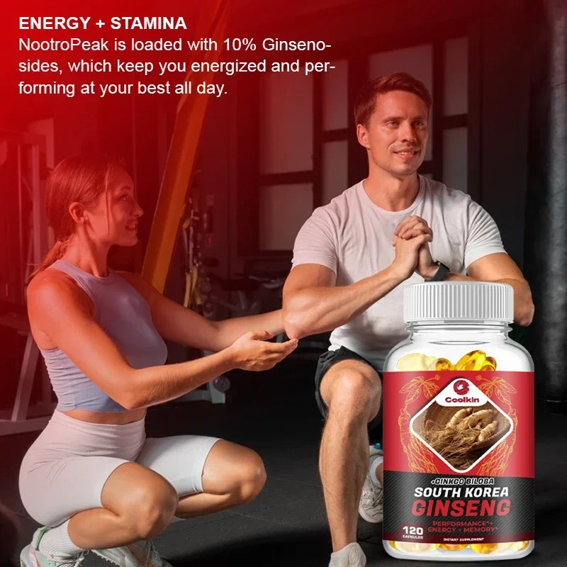 Energy Supplement - Korean Red Ginseng + Ginkgo Biloba To Enhance Physical Performance, Memory and Immune System