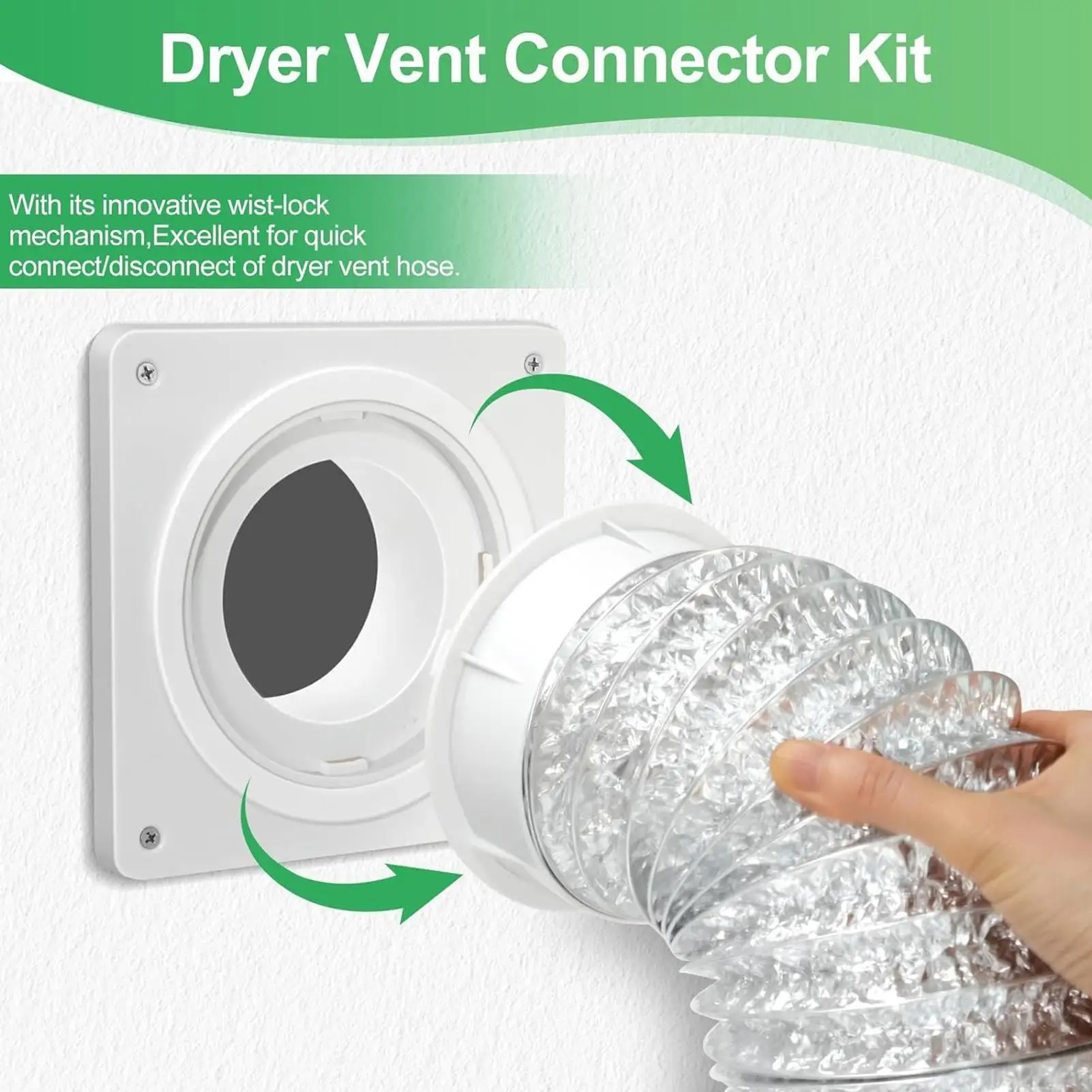 4 Inch Dryer Vent Kit Hose Aluminum Foil Air Ducting Flexible Exhaust Pipe Heating Cooling Wall Mount AC Connector Plate Kit