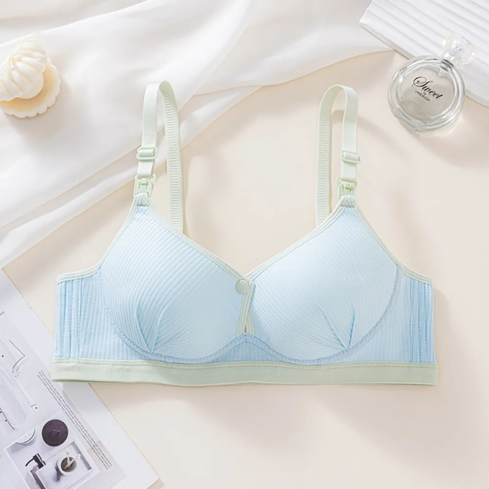 Fashion Double Buckle Nursing Bra Anti-sagging Push-up Maternity Bra Pure Cotton Breathable Pregnancy Bralette for Breastfeeding
