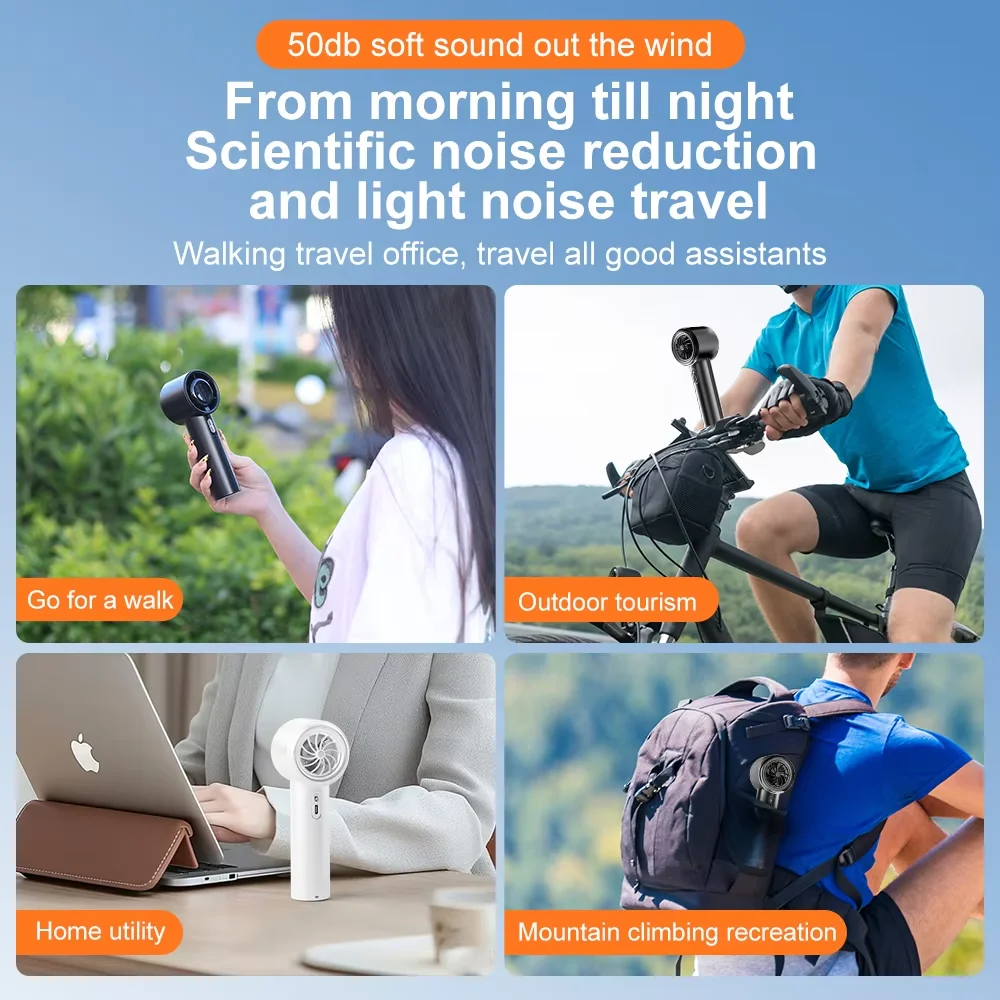 High Speed Handheld Fan, 100 Stepless Speeds, 3000mAh Rechargeable, LED Display, Quiet Powerful, Pocket Fan for Outdoor Use