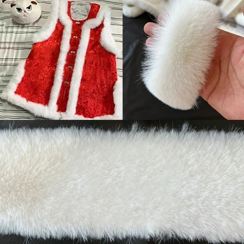 1M Artificial Rabbit Fur Ribbon Trim Tape DIY Fluffy Faux Fur Strip Trimming Sewing Costume Craft Clothing Materials