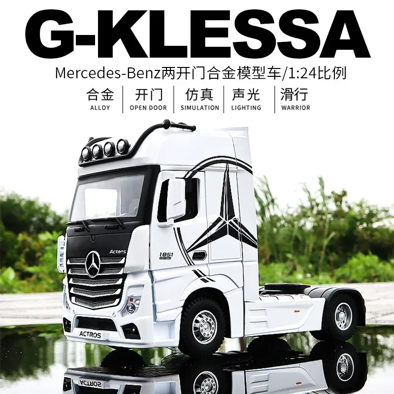 1:24 Mercedes-Benz ACIROS truck High Simulation Diecast Metal Alloy Model car Sound Light Pull Back Collection Kids Toy Gifts