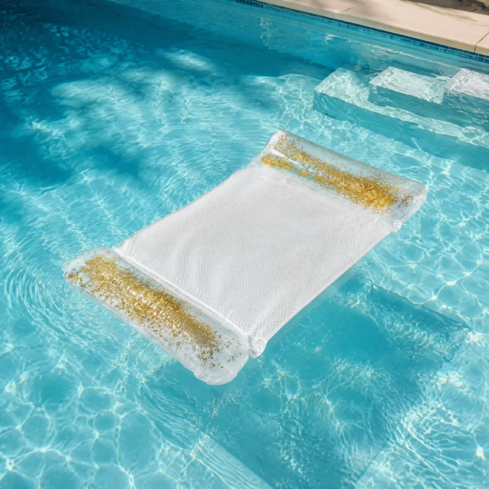Inflatable Mattress - ที่นอนน้ำเป่าลมพับได้ ทนทาน ผลิตจาก PVC โปร่งใส ลายกลิตเตอร์