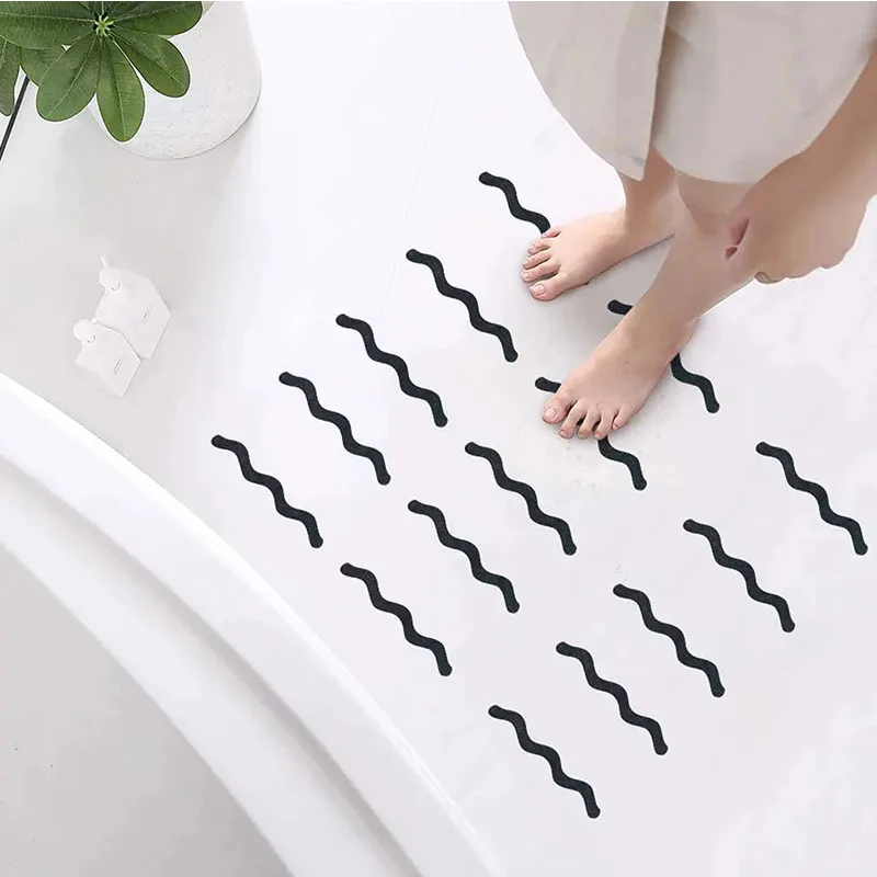 24PCS S Shaped Anti Slip Strips Self-Adhesive Waterproof Safety Strips Shower Stickers Anti-fall Tape Pad Bathtub Stair Bathroom