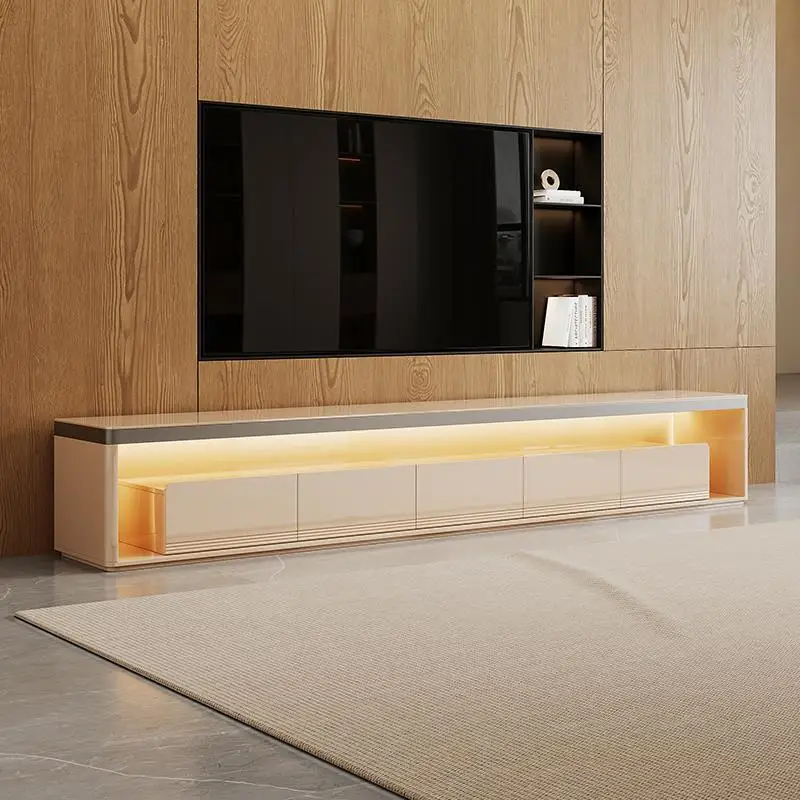 

High-end light luxury TV cabinet floor-to-ceiling villa living room home Italian 2024 new simple high-end coffee table