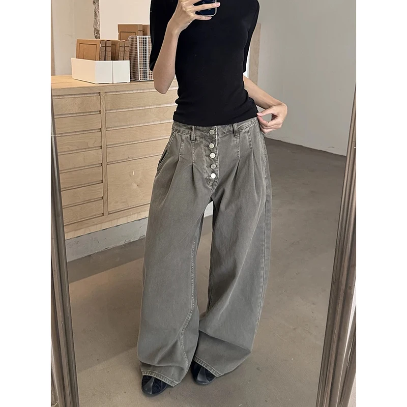 YIBASHU Women's Brown Y2k Jeans Oversize Grunge Jean Pants Vintage Harajuku Baggy Boyfriend Denim Trousers Alternative Clothes view 2