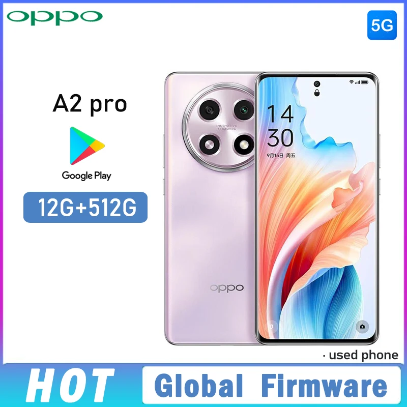 OPPO A2 pro 5G smartphone Global Firmware ColorOS 13.1 12GB 512GB 64MP Tianji 7050 5000mAh 6.7inch Used Phone