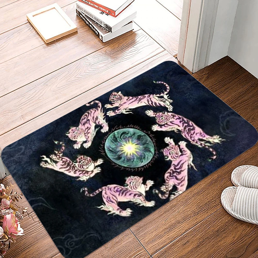 Sechs Tiger-Türmatten, der Tiger um den Mond kreiselt, rutschfeste Fußmatte, Bodenmatte, Zuhause, Wohnzimmer, Fußpolstermatten