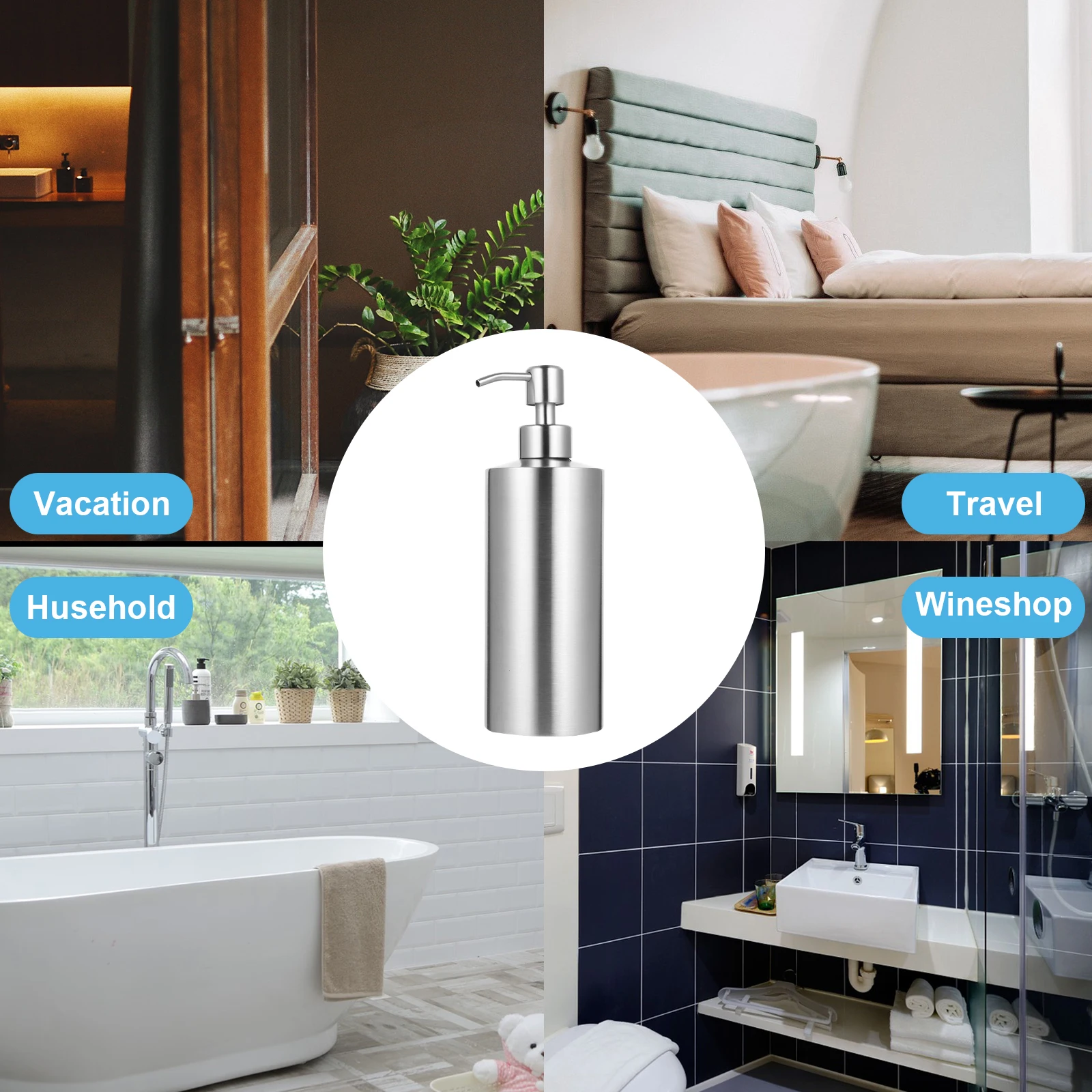 

1 pc 550ML Lotion Bottle 304 Stainless Steel Shampoo Dispenser Household Liquid Storage Container for Hotel Home Use for Perfume