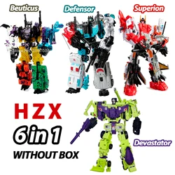 변환 로봇 완구 HZX Defensor Bruticus Superion Devastator IDW 5 IN 1 6 IN 1 상자 없음 액션 피규어 KO 6in1