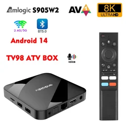 TV98 ATV W2 Smart TV Box Android 14 HD 8K 4K Amlogic S905W2 BT5.0 Dual Wifi 4G 5G iptv Set Top Box voice control TV98 ATV TV Box