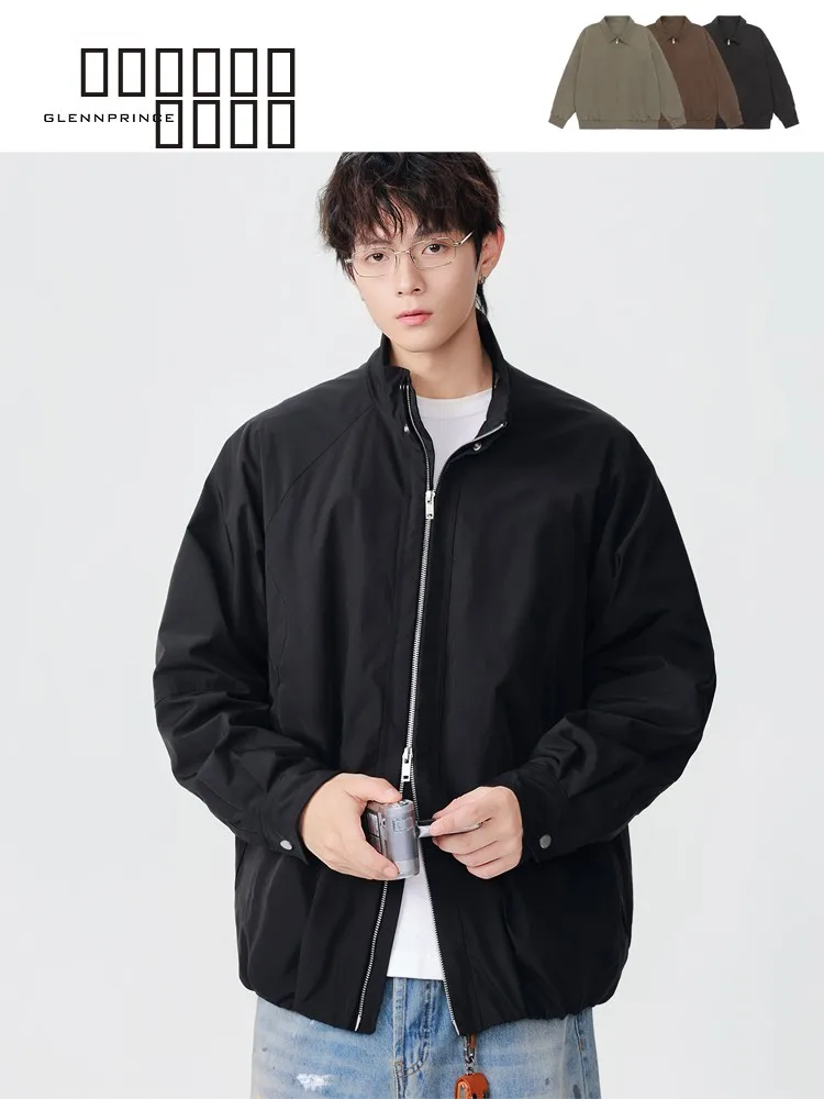 

Мужская осенняя куртка в американском ретро-стиле с воротником-стойкой, повседневная, свободного кроя, для повседневной носки, в стиле пилот, молодежная, удлиненная