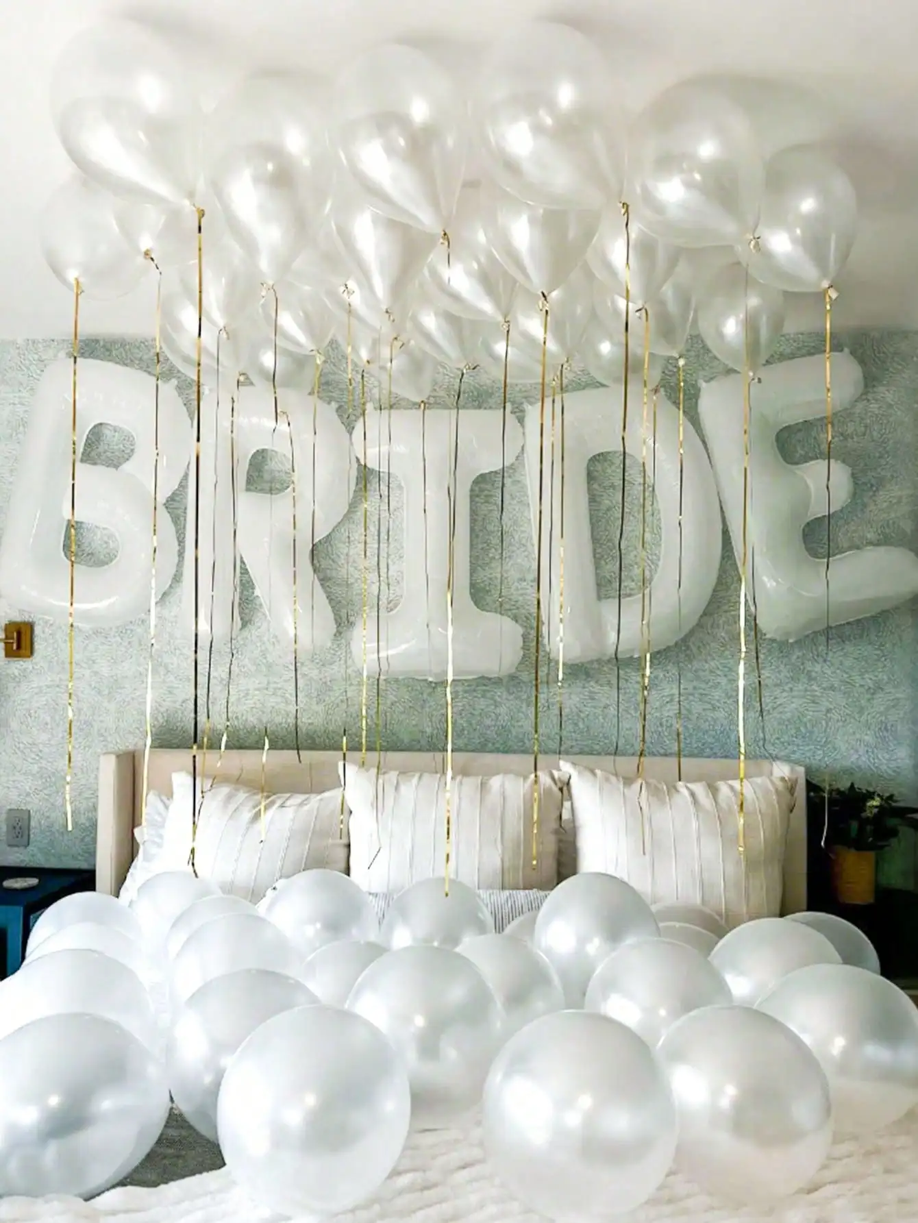 مجموعة بالونات حروف العروس البيضاء مكونة من 25 قطعة، لحفلات الزفاف وحفلات العزوبية ومستلزمات خلفية زينة الخطوبة والزفاف