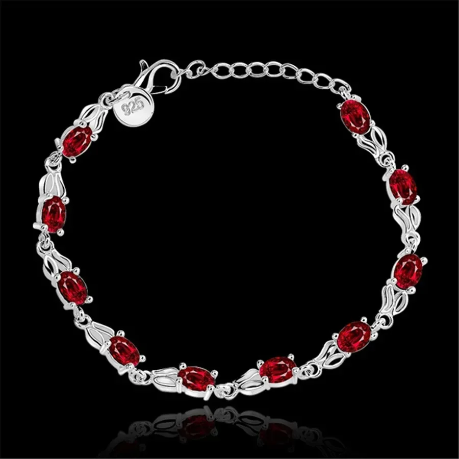 925charm red crystal  silver color  bracelet new listing fashion trend jewelry factory direct lowest price free shipping