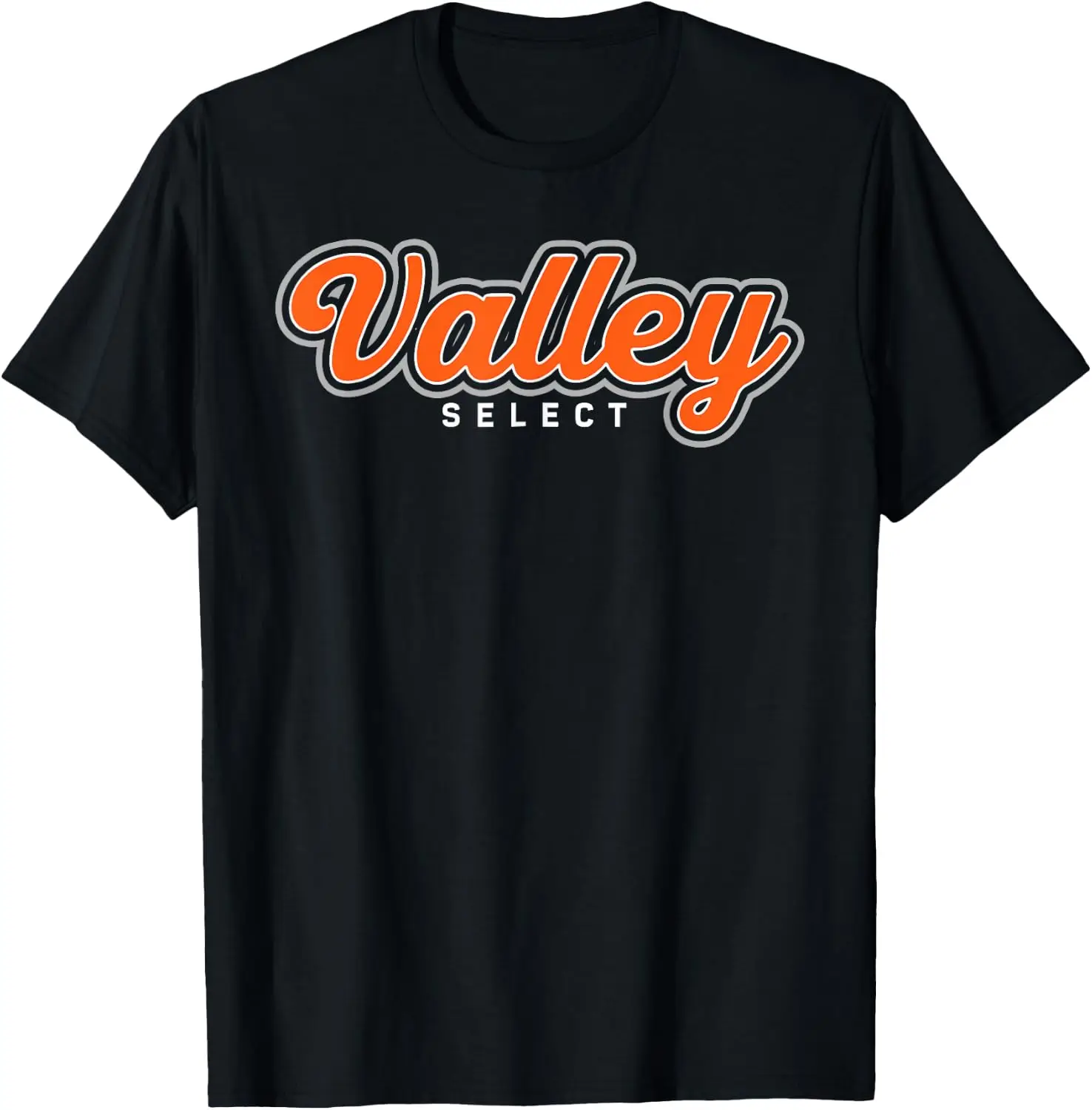 Valley Select Lax Script Logo Dark T-Shirt 100% Cotton Trendy Y2K Short-Sleeve Tee-Soft, Quick-Drying, Moisture-Wicking; Ideal