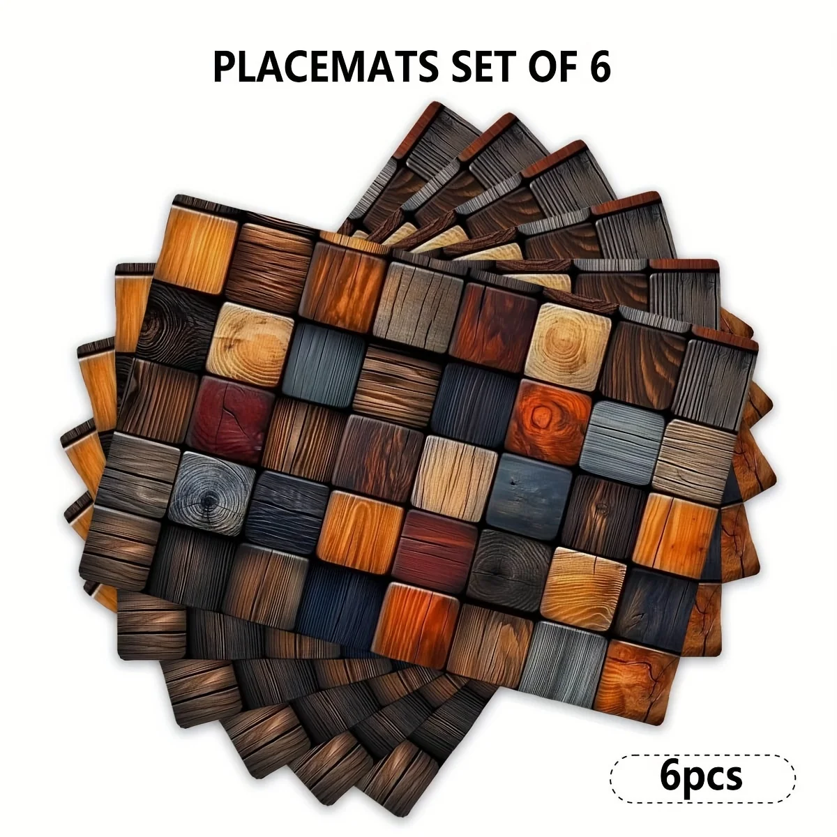 Table Mat Set Vintage Oil Painting Plaid Popular Home Placemats, Festive Seasonal Country Style Washable Table Mats