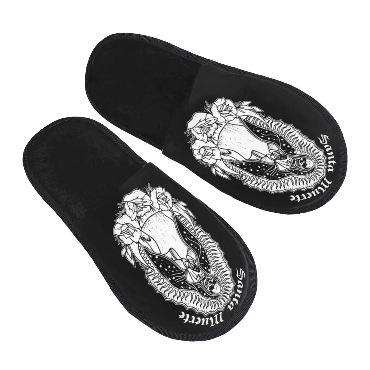 

Custom Print Women Santa Muerte - Saint Death House Slippers Soft Warm Memory Foam Fluffy Slipper Indoor Outdoor Shoes