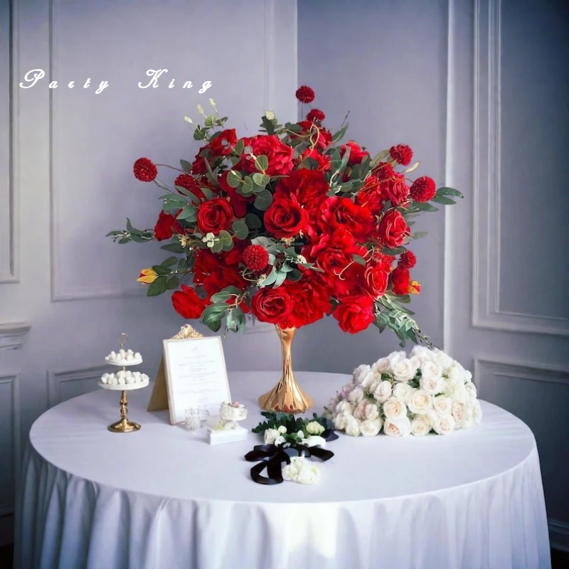 

Искусственные цветы: шар из красных роз, украшение для свадебного стола, шелковые гортензии, аксессуары для домашнего декора