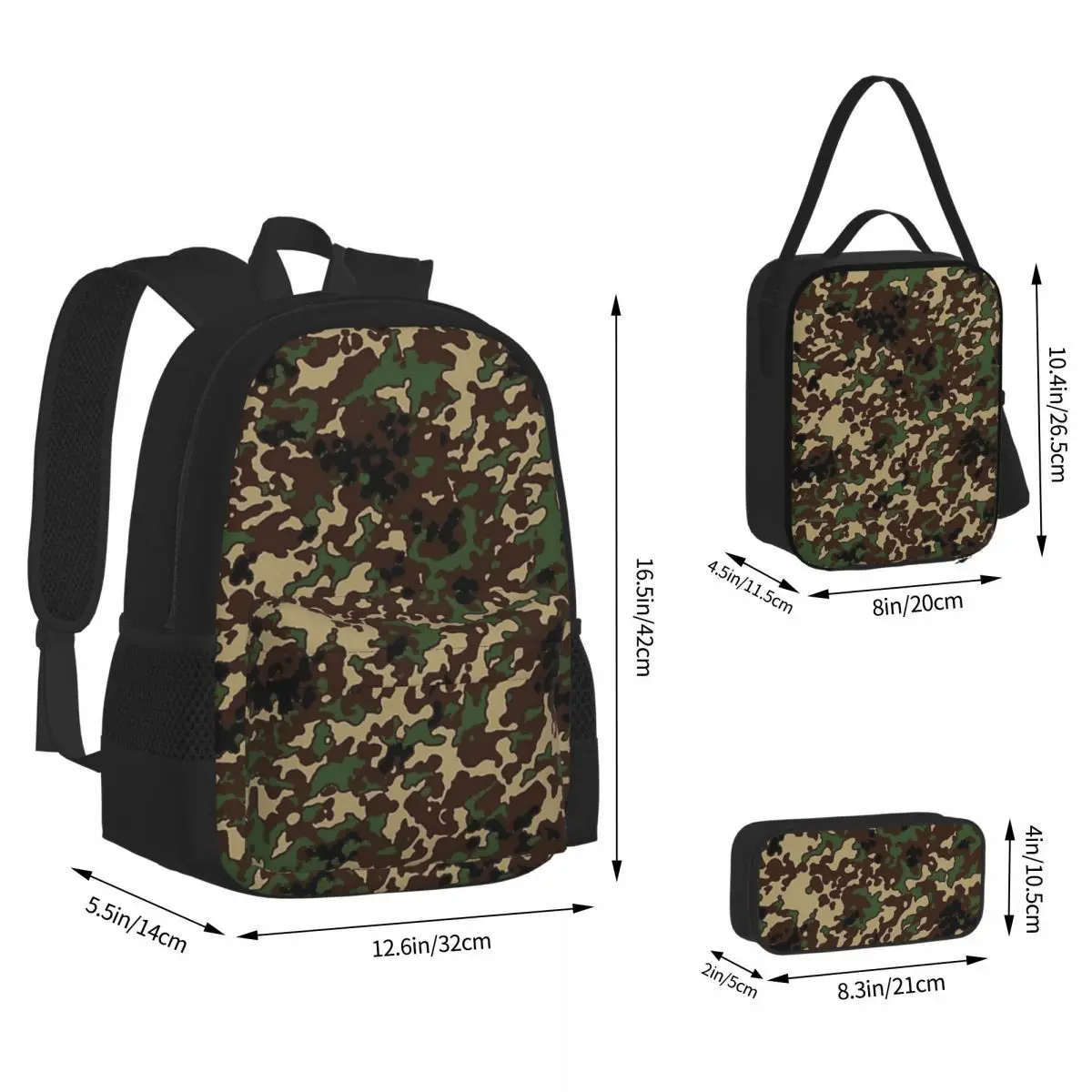 

Камуфляжные рюкзаки Flecktarn, сумка для книг для мальчиков и девочек, детские школьные сумки, детский рюкзак, сумка для обеда, сумка для ручек, набор из трех предметов