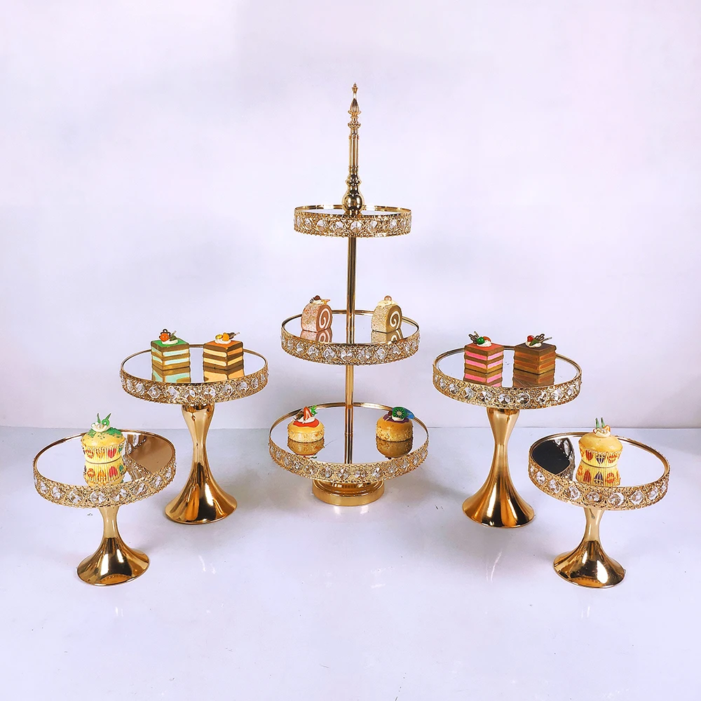 Gold Antique Metal Cake Stand, Round Cupcake Stands, Wedding, Birthday Party, Dessert Cupcake Pedestal, Display, Plate