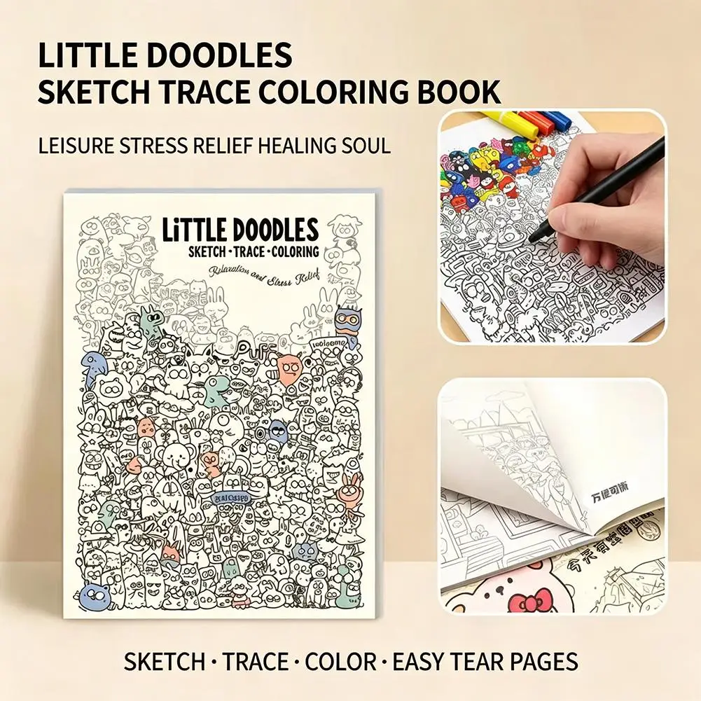 1PC Decompression Graffiti Book Containing Exquisite Graffiti Patterns Relaxing Sketch Trace & Color Book to Provide Creativity