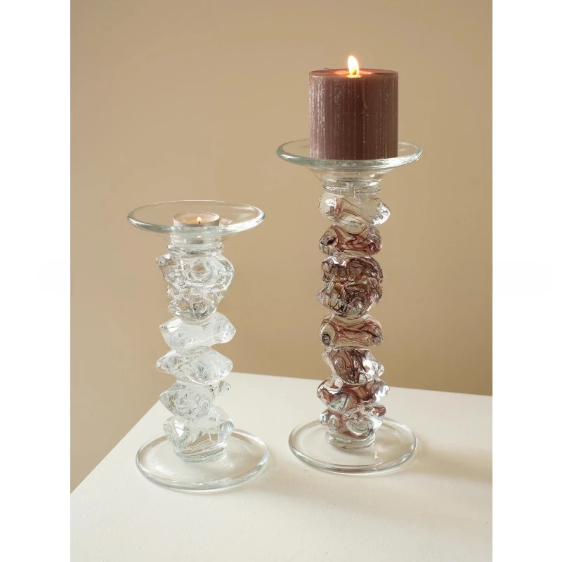 Beautiful medieval candlestick heavy industry glazed gold brown texture ice cubes retro high-end artistic atmosphere ornament ca