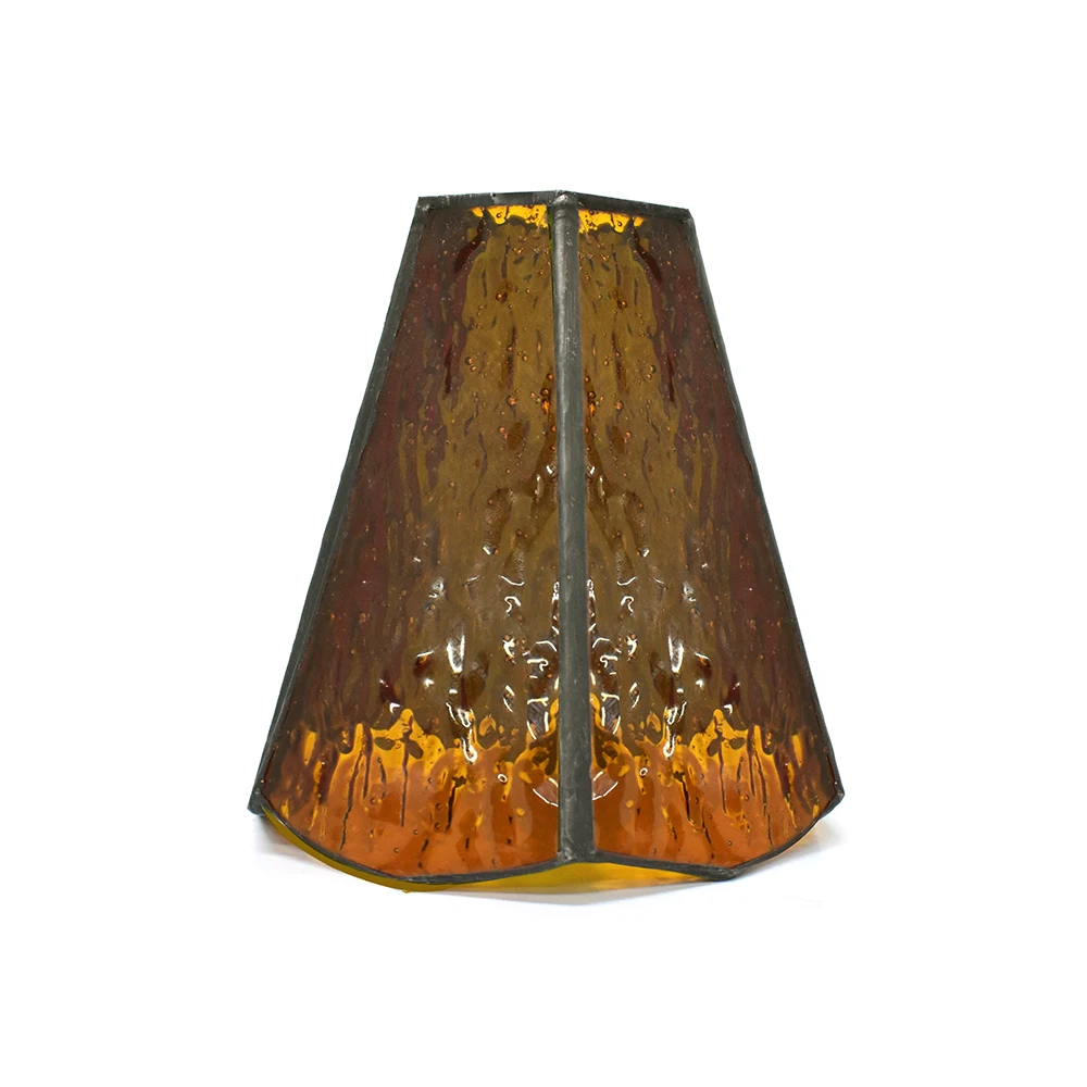 Handmade Vintage Glass Camping Lampshade, Water Ripple Ice Blue/Amber Color, Hexagonal Diamond Design, Suitable for Models Such as 38/Goal Zero (Lighting Fixtures Not Included)