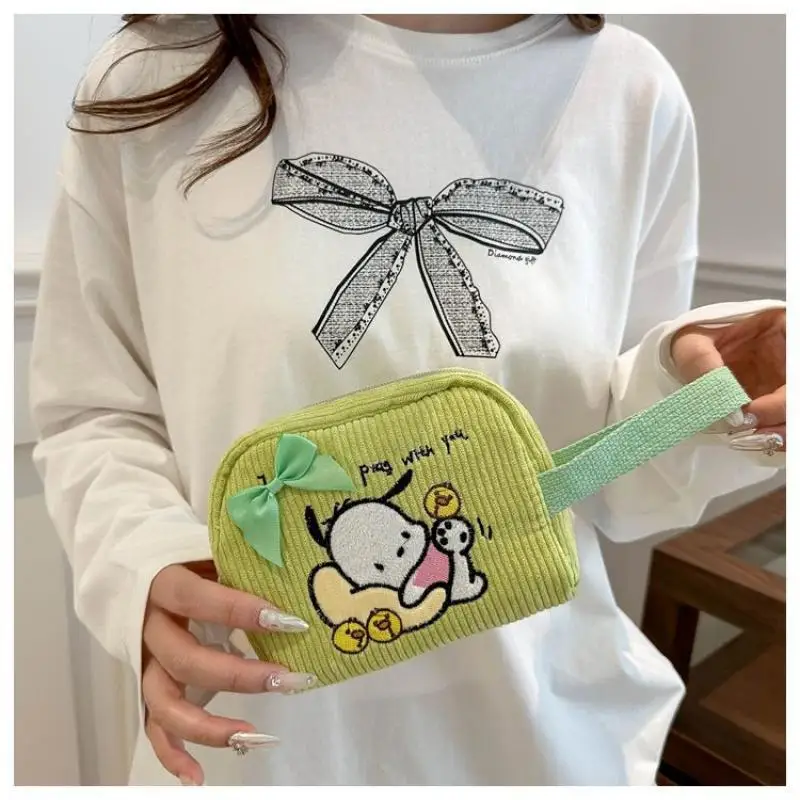 الكرتون سانريو كورومي بلدي ميلودي Pochacco سينامورول Handless محفظة نسائية للعملات المعدنية سعة كبيرة حقيبة مفاتيح المحمولة حقيبة مستحضرات تجميل نسائية