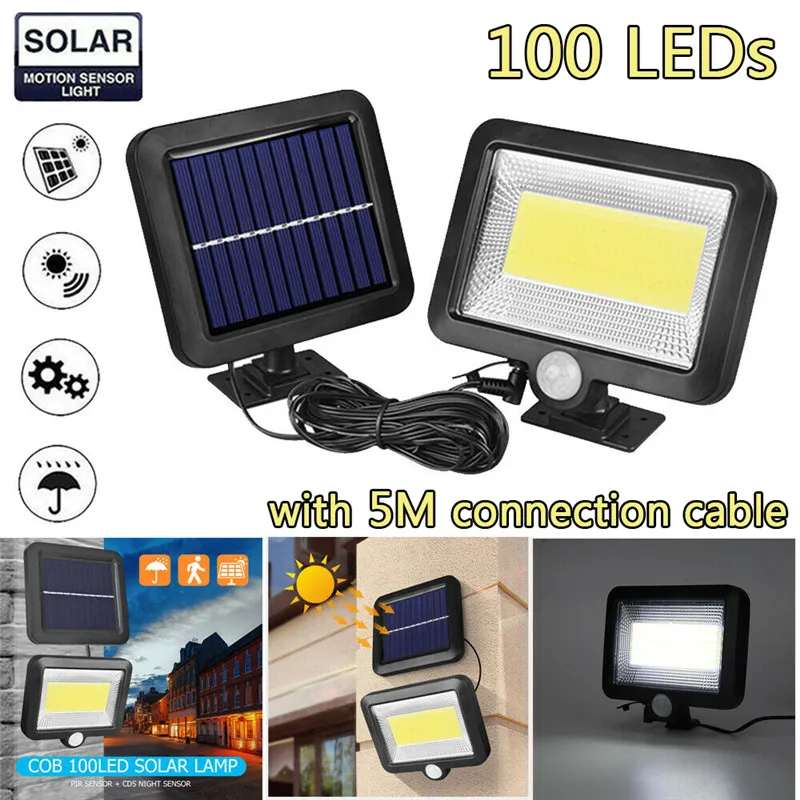 

100COB LED Solar Light Outdoors Solar Lamp With Motion Sensor Garden Spotlight Solar Powered Wall Lamp For Street Path Courtyard