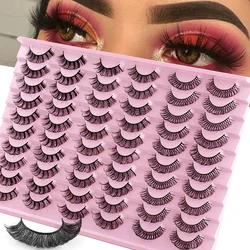 3D Faux Mink Cílios, Cílios Fofos Naturais, Dramático Longo Wispies Lash Extensão, Volume Beleza, 30 Pares