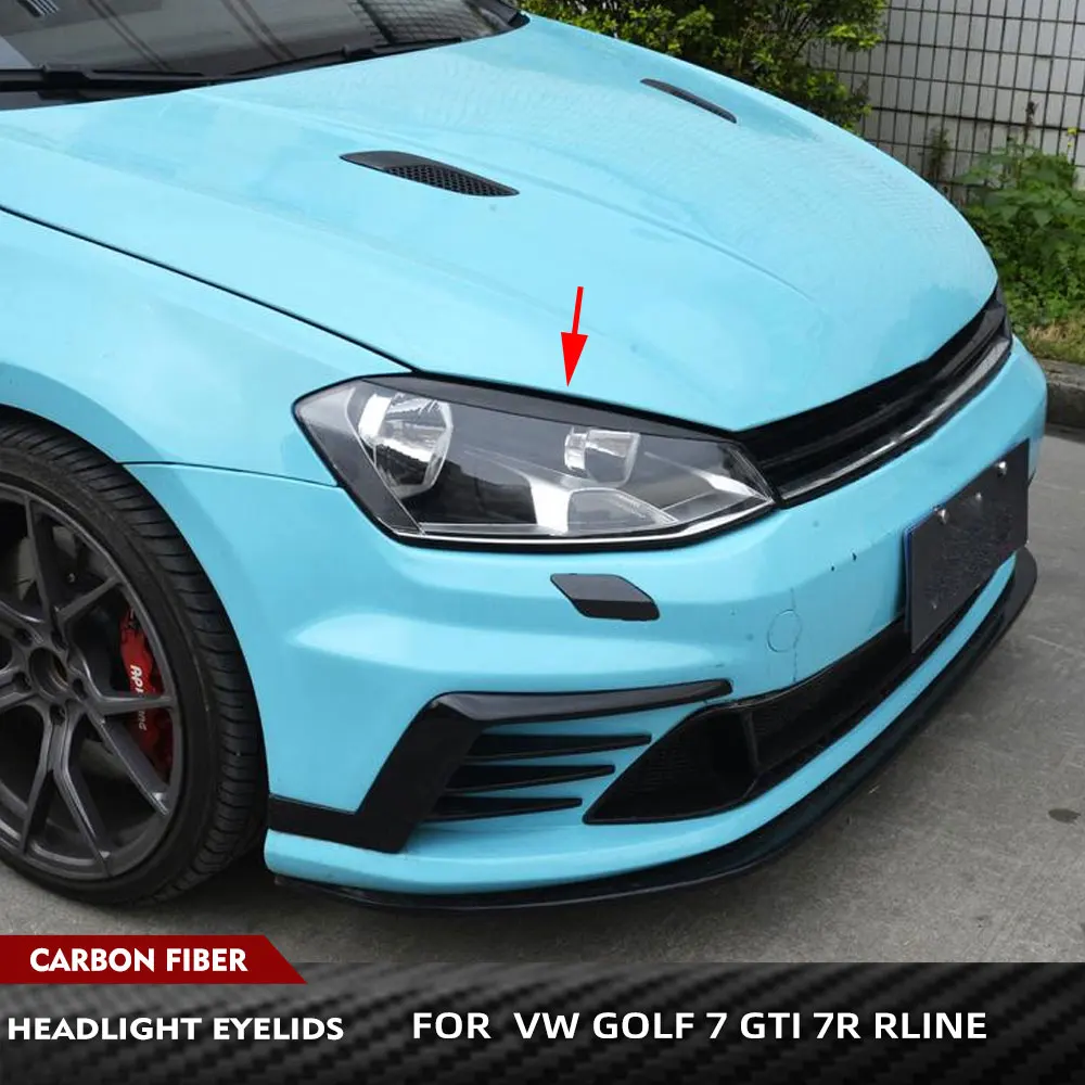 

Dry Carbon Fiber Headlight Eyelids Eyelashs Headlamps Eyebrows Trim Sticker For VW GOLF 7 MK7 GTI 7R RLINE 2014-2018