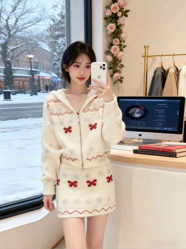 

Korean Sle Faionable Casual Long Sve Top And f Skirt Two Piece Set Women's Winter New Arrival Ensemble High Waist B...