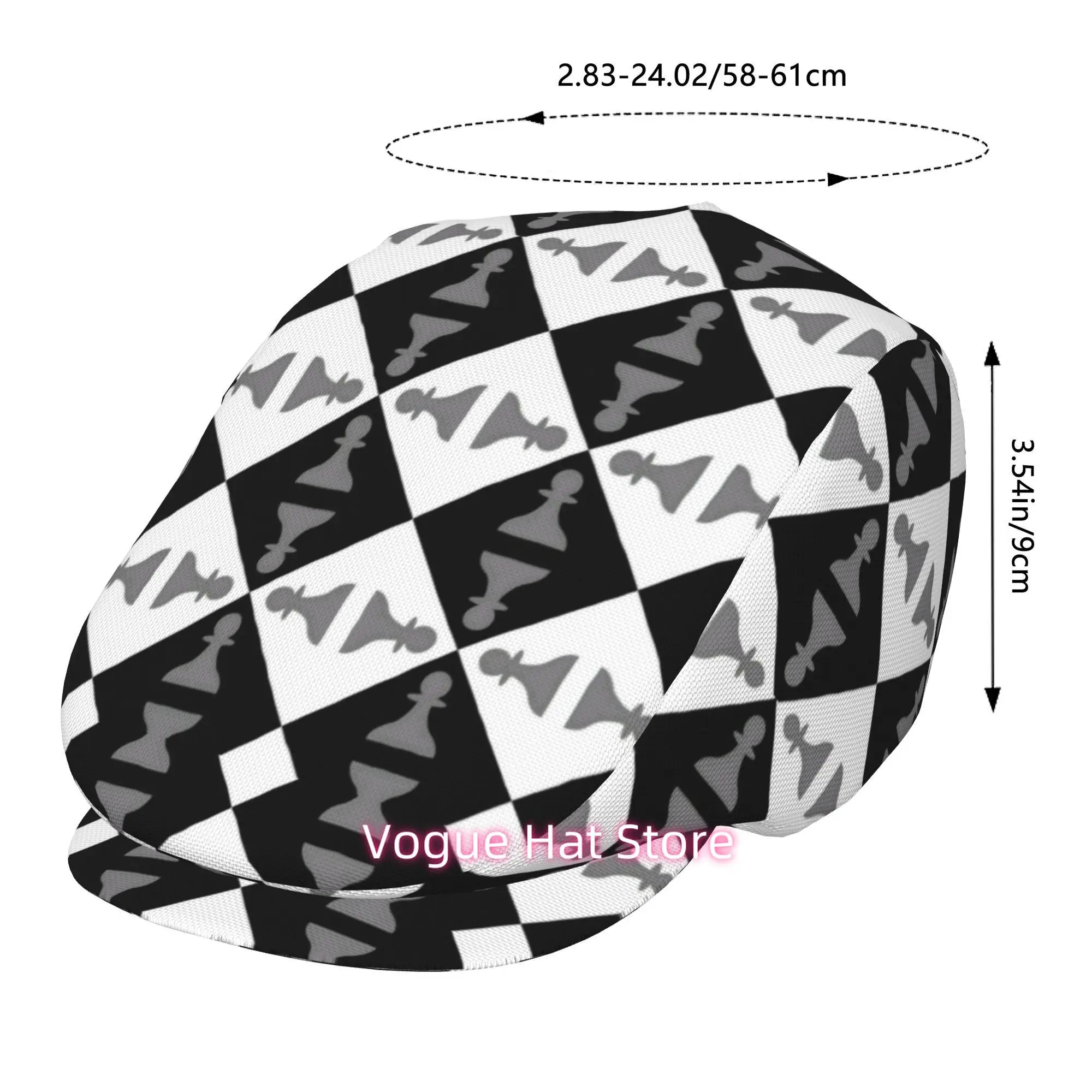 2D Flat - 1pc of a Checkered Design (1) Fully Printed Beret, Vintage Newsboy Hat, Suitable for Everyone, an Essential Fashion It