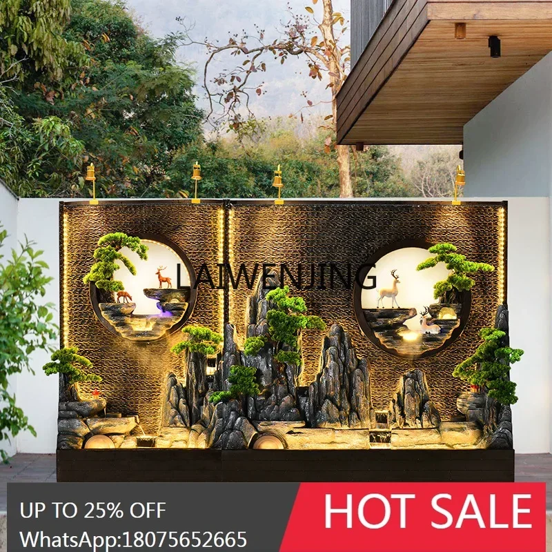 large rockery flowing fountain villa courtyard water curtain wall landscape ornament