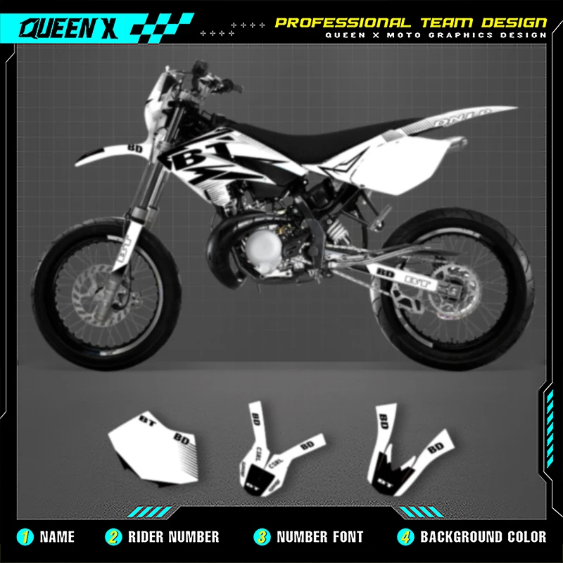 

QUEEN X MOTO Motorcycle Team Graphics Decal & Sticker Kit For BETA RR 50 2006 2007 2008 2009 2010 004