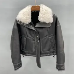 Janefur-Chaquetas de piel de oveja auténtica para mujer, abrigos de piel de oveja auténtica de doble cara, invierno, 2023