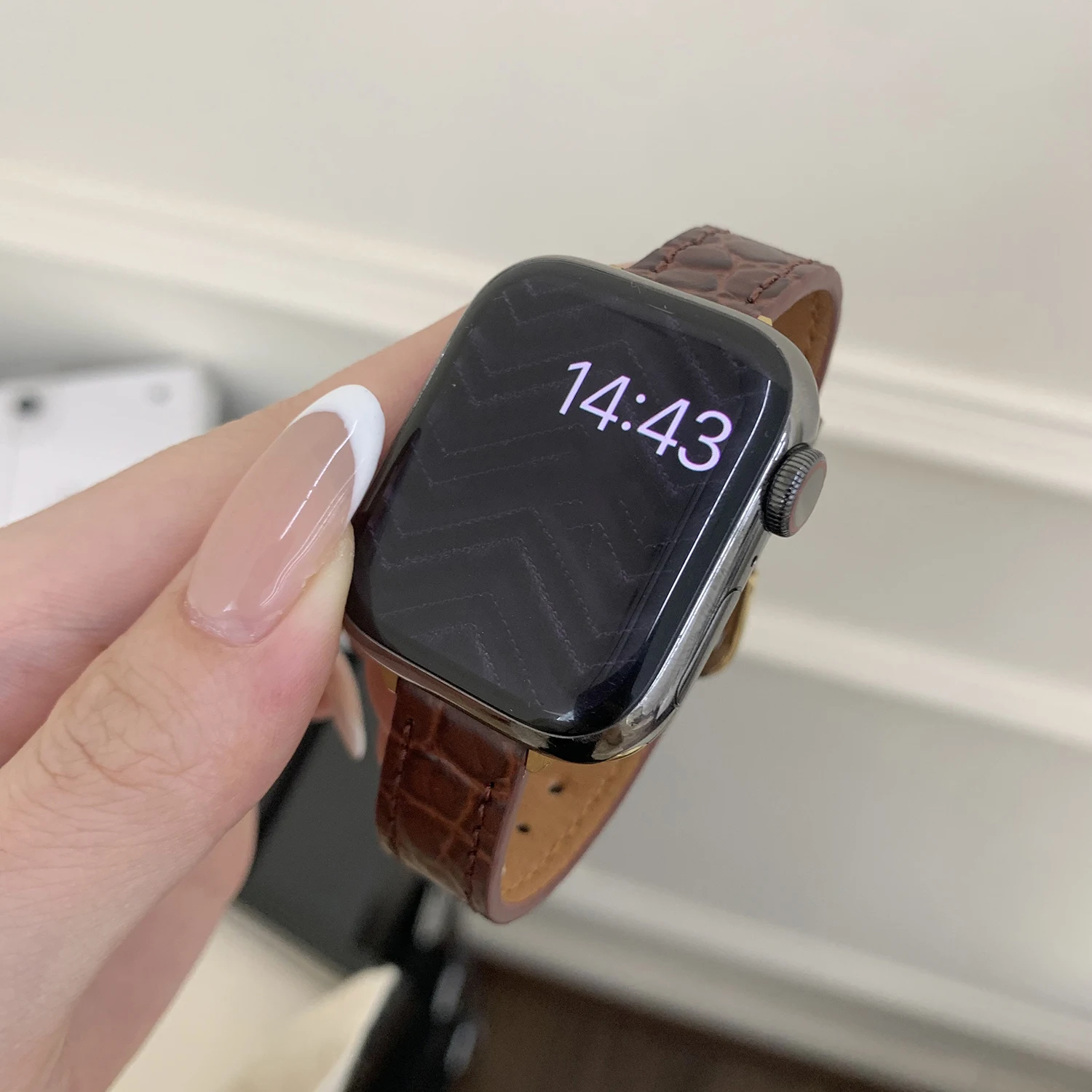 الملمس حزام من الجلد 14 مللي متر لساعة أبل 49 46 45 44 42-38 مللي متر S10 S11 الأعمال معصمه سوار ساعة اكسسوارات #3