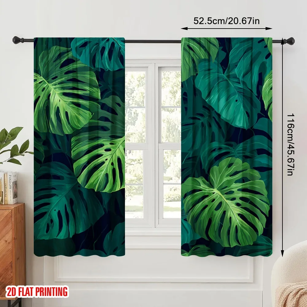 2pcs,2D plane printing Contemporary Curtains Jungle Canopy Versatile Polyester Fabric (without rod) Room Decor Ldeal for Bedroom
