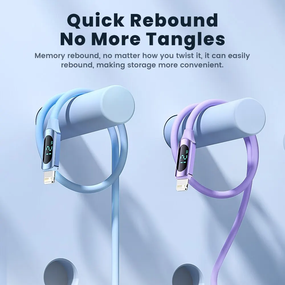 Toocki Display USB Cable For iPhone Charger 14 13 12 11 Pro Max X XS XR Fast Charging Liquid Silicon Charger Lighting Cable Wire image 3