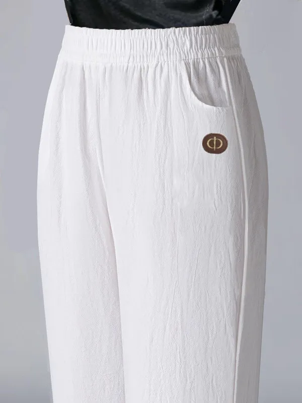 Calças Harem Casuais de Aodão e Linho Finas de Verão para Mulheres, Soltas, de Cintura Alta, com Pernas Retas e Confortávei...