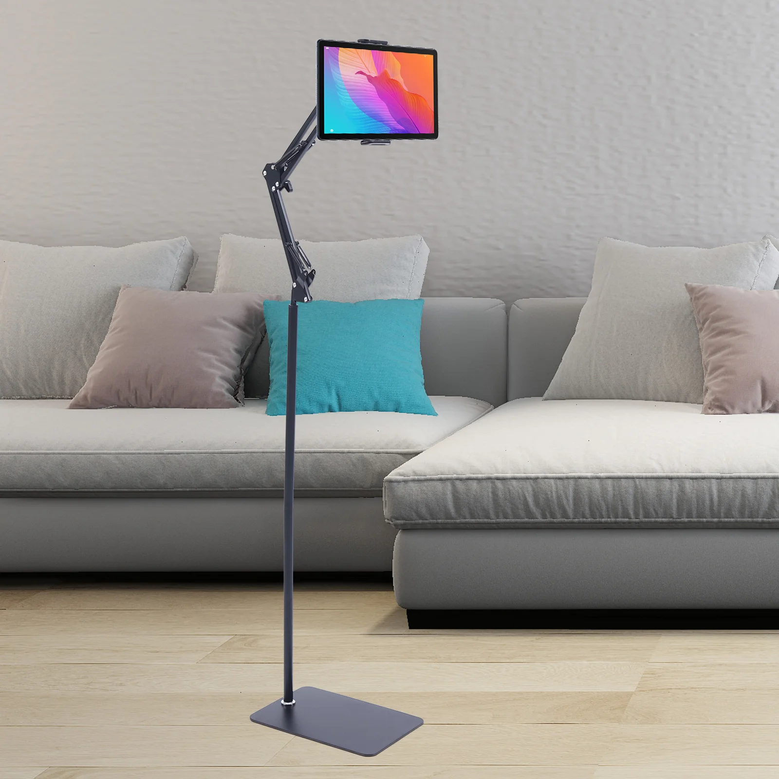 

135cm Multifunctional Floor-Standing Mobile Phone Holder 360° Adjustable Speaker Floor Stand Bracket Holder