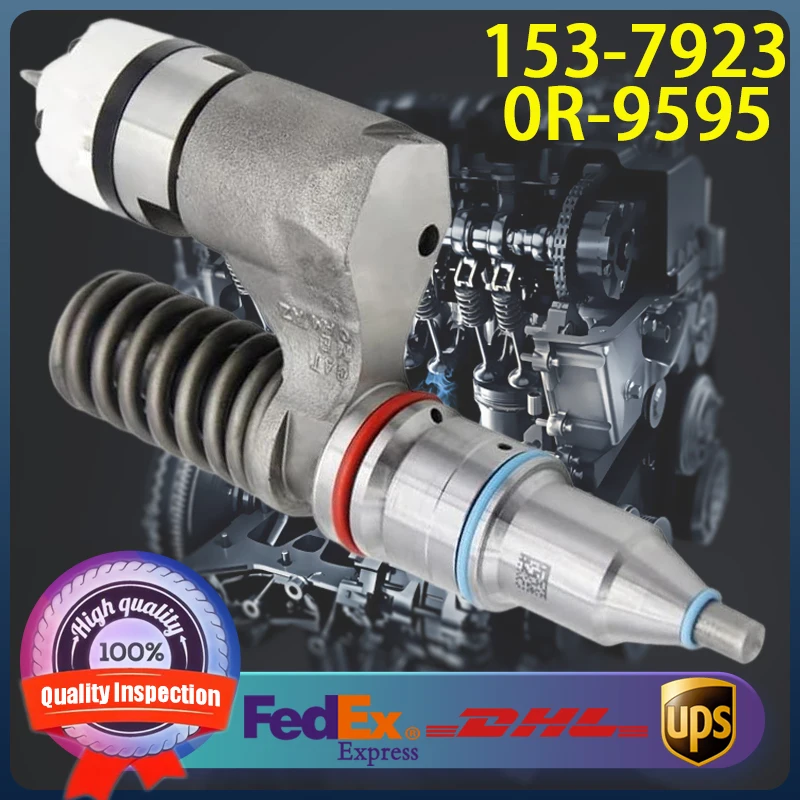 Quality - Tested Fuel Injector 153-7923 0R-9595 CAT C10 C12 1537923 0R9595 Common Rail Injector for Caterpillar 3176B Excavator
