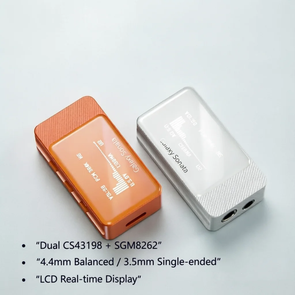 JCALLY Galaxy Sonata Mini DAC AMP Dual CS43198 Chips 4.4mm Balanced Port LCD Display High Fidelity Sound Card for Audiophile
