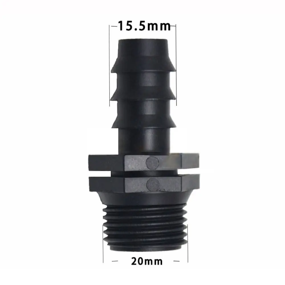 Durable Female Male Thread Garden Hose Barb Connector 16mm 20mm 25mm PE Screw Joint Irrigation Pipe Fitting