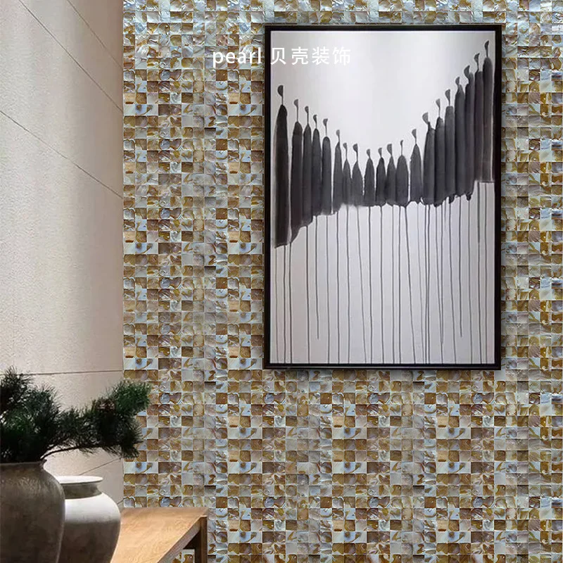 30x30cm Colorful Colorful Shell Mosaic Tiles. 0.2cm Thick Bathroom Living Room Balcony TV Background Wall Decor Self-adhesive view 4