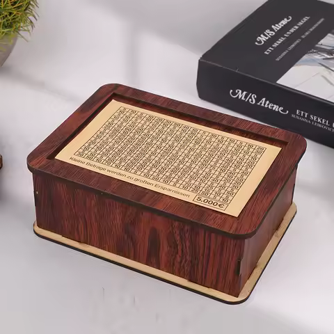 1 Set New Wooden Piggy Bank Money Container Money Box For Cash Saving Treasure Coin Case 1000/5000/10000 Euro